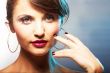 portrait of girl with red lipstic