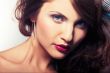portrait of girl with red lipstic