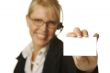 Beautiful woman Holding Blank Business Card