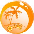 Glass bowl with palm trees
