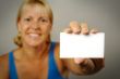 Woman with Blank Business Card
