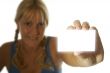 Woman with Blank Business Card