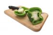Cut Green Bell Pepper and Knife