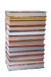 dozen different books, stacked