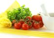 fresh ripe tomatos with parsley, cheese and pasta