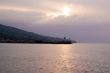 Cloudy sunrise above seamark, Yalta
