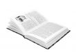 Opened book with english text