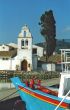 Church and a boat in Corfu island