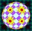 Yellow Black eyed Susan on Plaid sphere