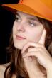 woman with orange hat