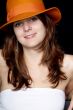 woman with orange hat