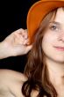 woman with orange hat