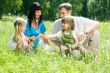 Family in forest