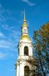 Bell tower against blue sky