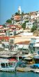 View of clock tower in greek town