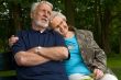 Elderly couple enjoying eachother