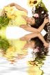 Indian flower girl lying