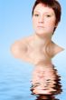 Water portrait young woman with short hair