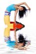 Asian model in a gymnastic pose