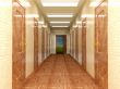 Corridor with a several of doors. 3D image.