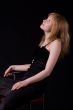 blonde girl on black