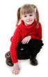 girl in red cardigan