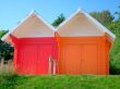 Colorful seaside beach chalets