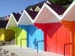 Colorful seaside beach chalets