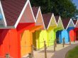 Colorful seaside beach chalets