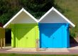 Colorful seaside beach chalets