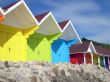Colorful seaside beach chalets