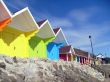 Colorful seaside beach chalets