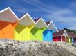 Colorful seaside beach chalets
