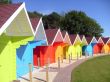 Colorful seaside beach chalets