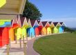 Colorful seaside beach chalets