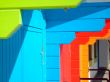 Colorful seaside beach chalets