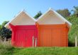 Colorful seaside beach chalets