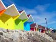 Colorful seaside beach chalets