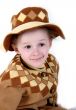 happy girl in brown hat