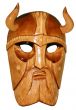 Isolated wooden hadmade mask of viking