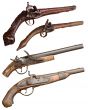 Isolated vintage pistols of  XIVII-XIX centuries