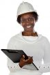 Woman engineer writing