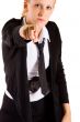 Business woman is pointing