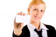 Business woman with her business card