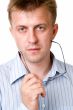 serious man with glasses