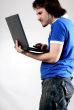 man work with laptop