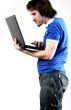 man work with laptop