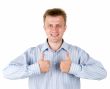 smiling young man with thumbs up