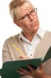Beautiful Woman with Pencil and Folder
