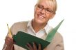Beautiful Woman with Pencil and Folder